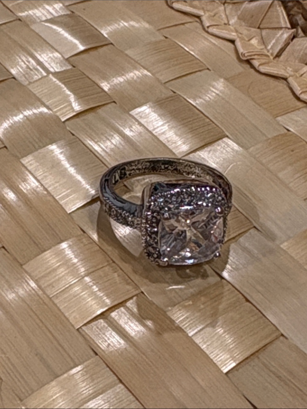 Silver Cubic Zirconia Halo Ring - White